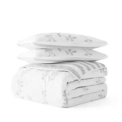 Gray Vines Reversible 3-pc. Queen Quilt Set