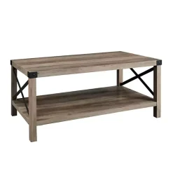 Gray Wash Industrial X-Frame Coffee Table