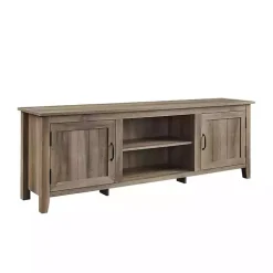 Gray Wash Wood Grooved Door TV Stand