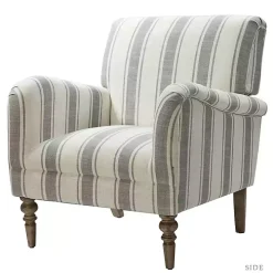 Gray White Carved Slope Stripe Accent Chair