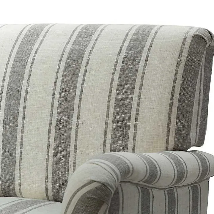 Gray White Carved Slope Stripe Accent Chair