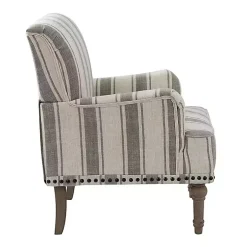 Gray White Stripe Upholstered Accent Chair