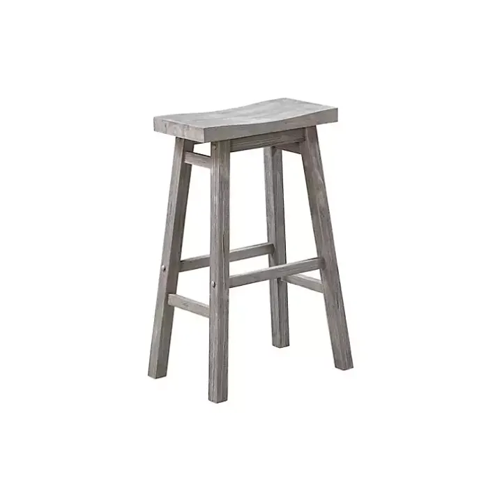 Gray Wire Brush Saddle Bar Stools, Set of 2