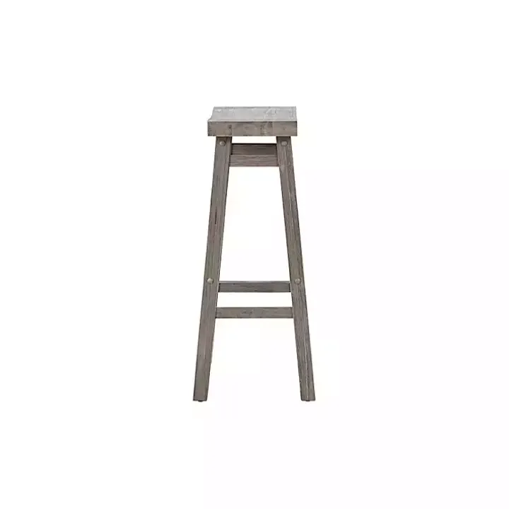 Gray Wire Brush Saddle Bar Stools, Set of 2