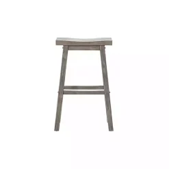 Gray Wire Brush Saddle Bar Stools, Set of 2