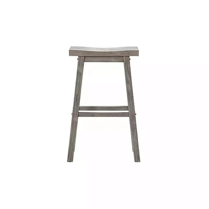 Gray Wire Brush Saddle Bar Stools, Set of 2
