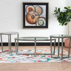 Gray Wood & Glass Top 3-pc. Table Set