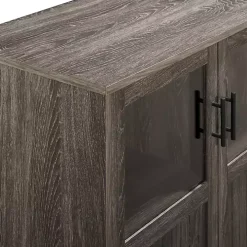 Gray Wood Glass Windows Storage Cabinet