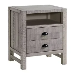 Gray Wood Open Shelf Nightstand
