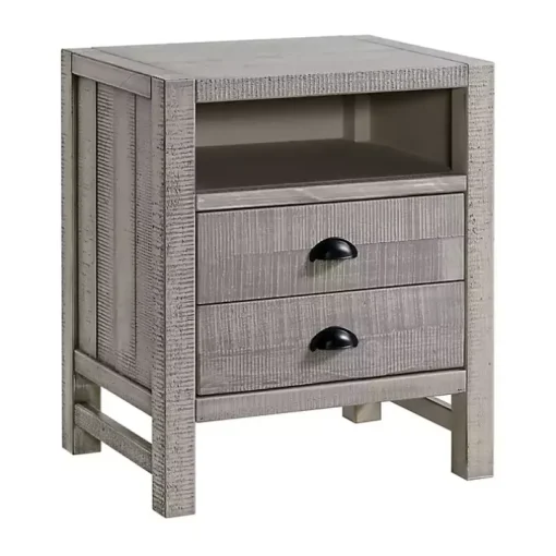Gray Wood Open Shelf Nightstand