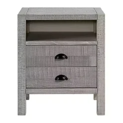 Gray Wood Open Shelf Nightstand