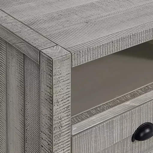 Gray Wood Open Shelf Nightstand