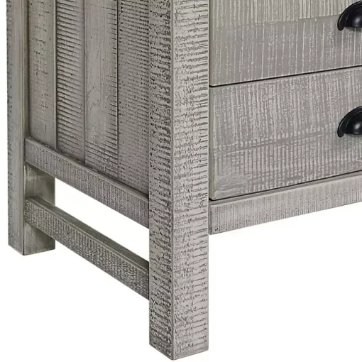Gray Wood Open Shelf Nightstand