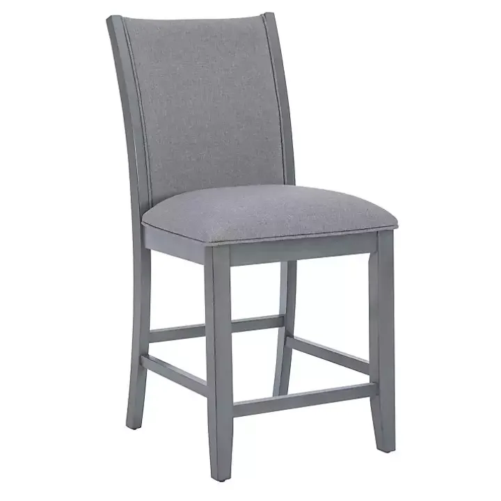 Gray Wood Upholstered Counter Stools, Set of 2