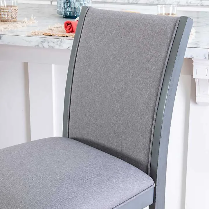 Gray Wood Upholstered Counter Stools, Set of 2