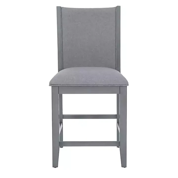 Gray Wood Upholstered Counter Stools, Set of 2