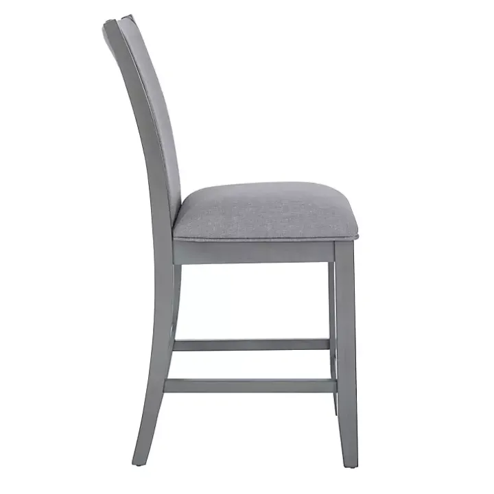 Gray Wood Upholstered Counter Stools, Set of 2