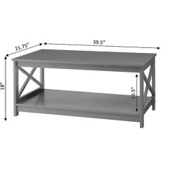 Gray X-Frame Single Shelf Coffee Table