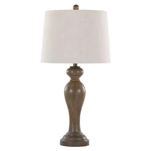 Gray-Brown Spindle Table Lamps, Set of 2