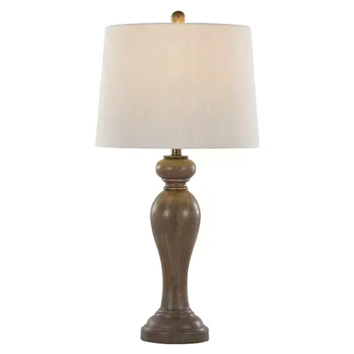 Gray-Brown Spindle Table Lamps, Set of 2