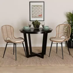 Graywash Rattan Brenna Dining Chairs, Set of 2