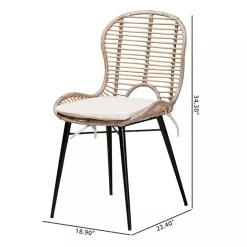 Graywash Rattan Brenna Dining Chairs, Set of 2