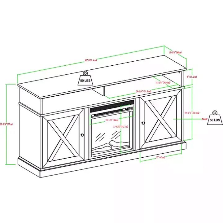 Graywash Rustic Fireplace Cabinet