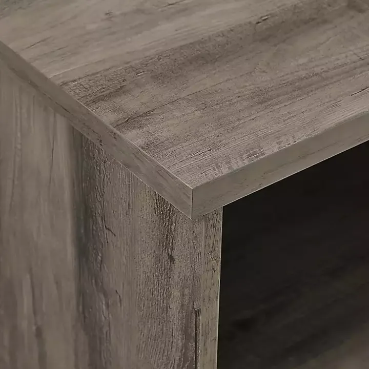 Graywash Wood Helix Open Shelf TV Stand