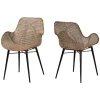 Graywashed Metal Flared Dining Chairs, Set of 2