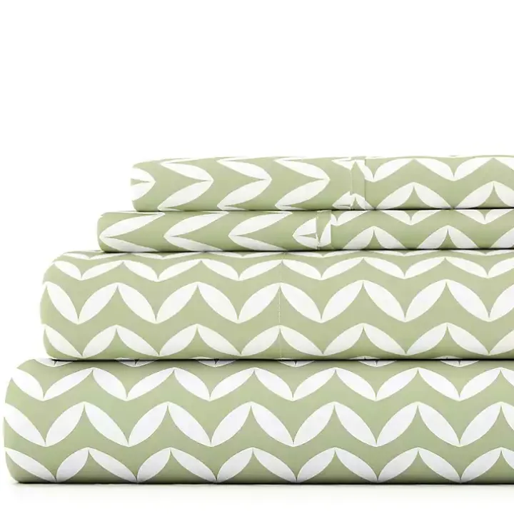 Green and White Chevron 3-pc. Twin Sheet Set