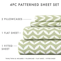 Green and White Chevron 3-pc. Twin Sheet Set