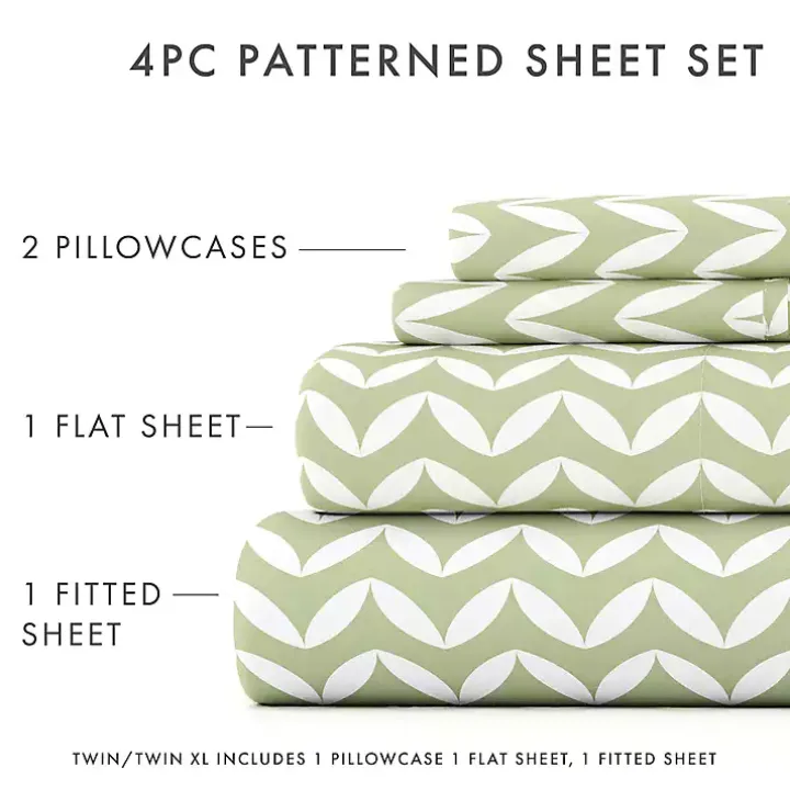 Green and White Chevron 3-pc. Twin Sheet Set