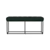 Green Faux Suede Upholstered Metal Frame Bench