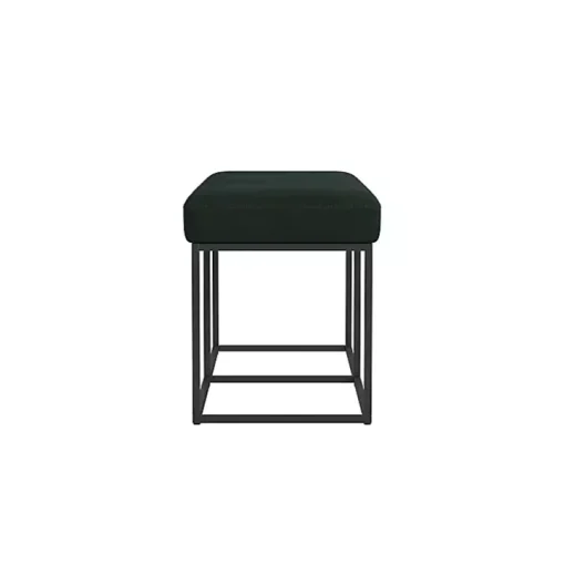 Green Faux Suede Upholstered Metal Frame Bench