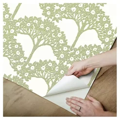 Green Flowering Trees Peel & Stick Wallpaper