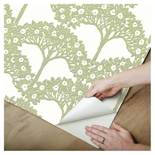 Green Flowering Trees Peel & Stick Wallpaper