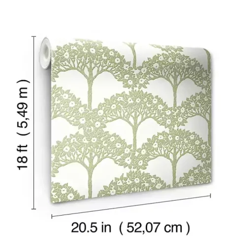 Green Flowering Trees Peel & Stick Wallpaper