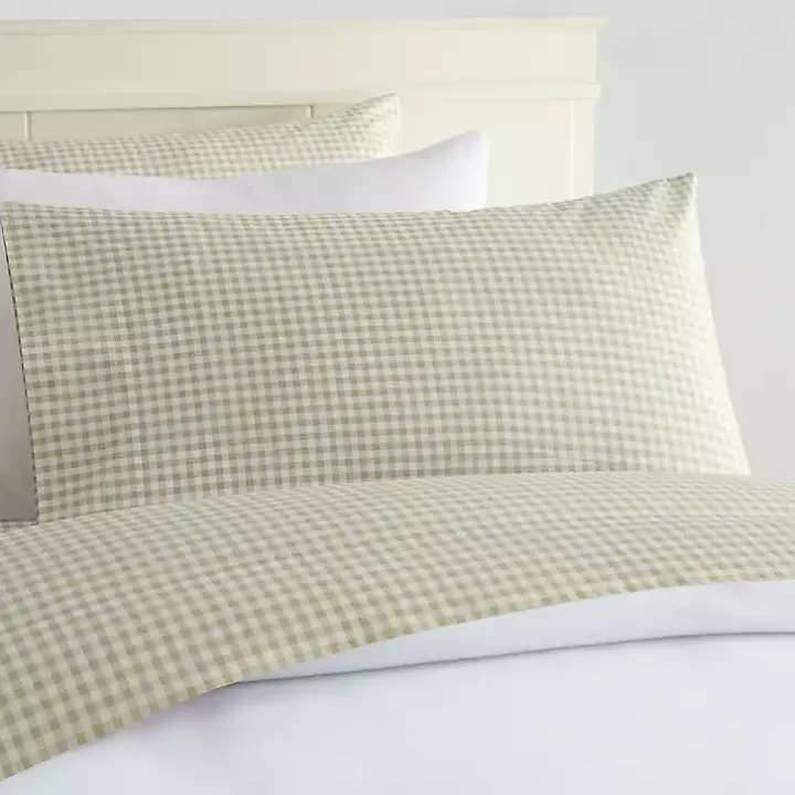 Green Gingham 3-pc. Full Sheet Set