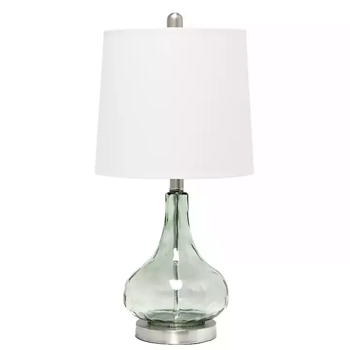 Green Glass Ripple Table Lamp