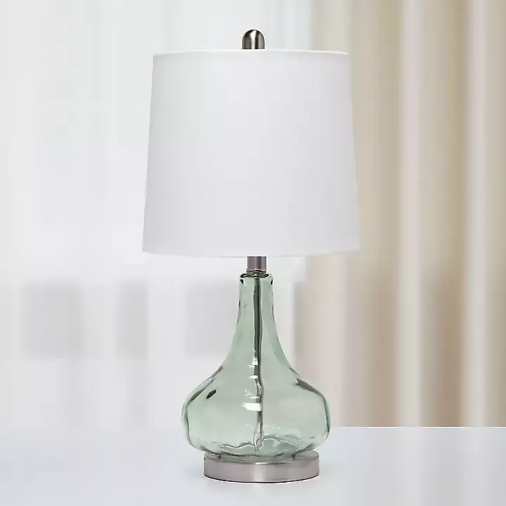 Green Glass Ripple Table Lamp
