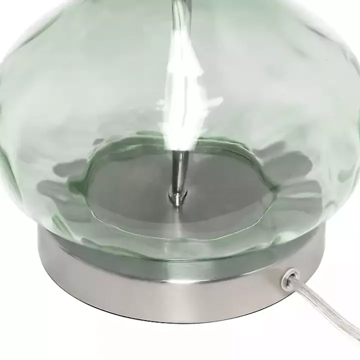 Green Glass Ripple Table Lamp
