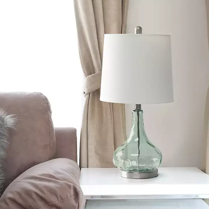 Green Glass Ripple Table Lamp