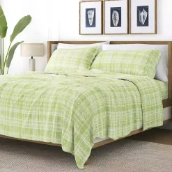 Green Plaid Polka Dot 3-pc. Twin Sheet Set