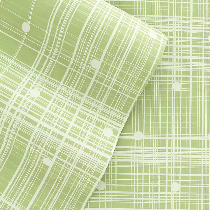 Green Plaid Polka Dot 3-pc. Twin Sheet Set