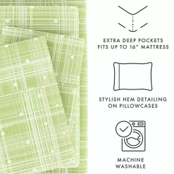 Green Plaid Polka Dot 3-pc. Twin Sheet Set