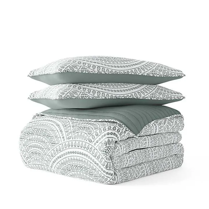 Green Scalloped Reversible 2-pc. Twin Quilt Set