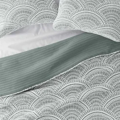 Green Scalloped Reversible 3-pc. King Quilt Set