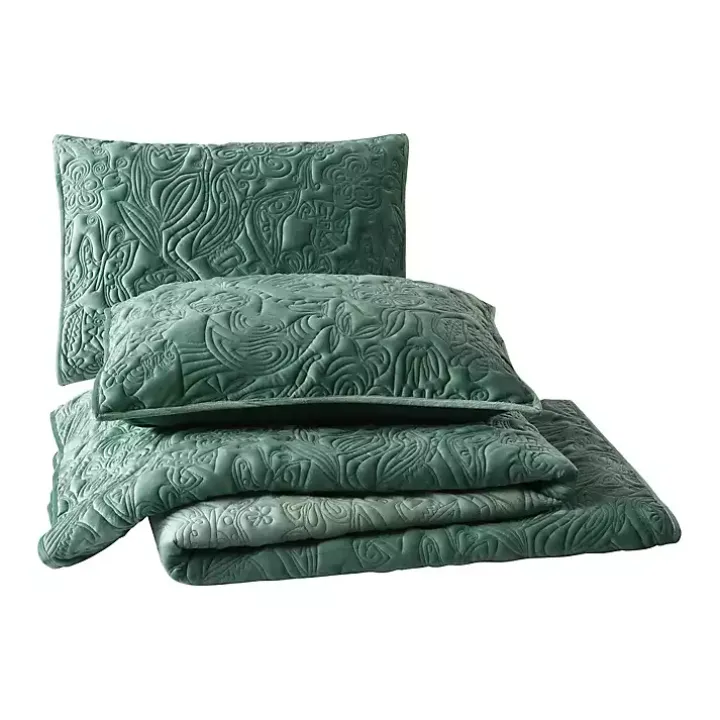 Green Secret Garden 3-pc. Full/Queen Quilt Set