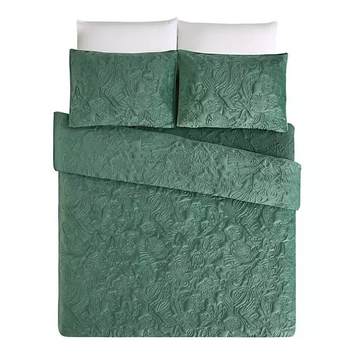 Green Secret Garden 3-pc. Full/Queen Quilt Set