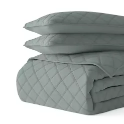 Green Stitched Diamond 2-pc. Twin Quilt Set